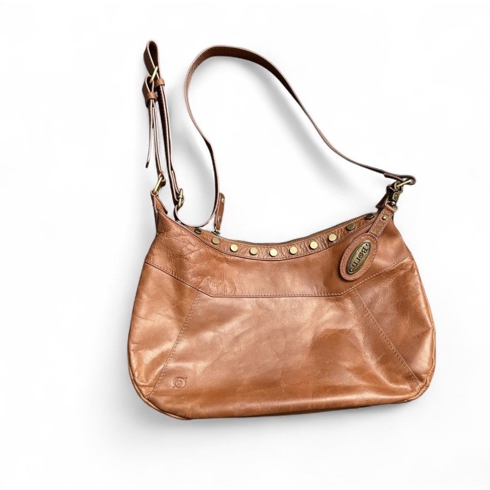 Born Litchfield Vintage Boho Leather Shoulder Hobo Bag Cognac Studded Purse14x10 - Picture 2 of 8